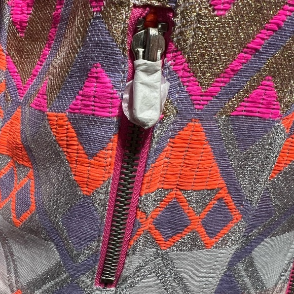 Chaser Mahlia Textured Moto Jacket Aztec Print, Metallic and Neon accents - Picture 9 of 11